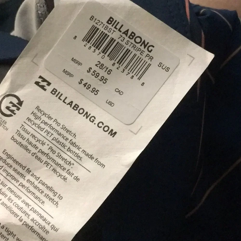 🔥 Billabong stripe men’s short Sz 28” New